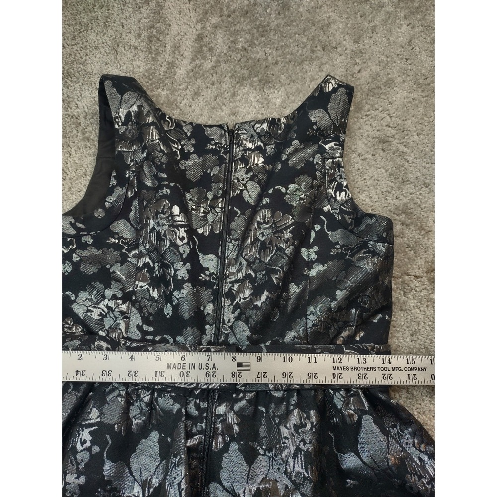 Womens dress Lauren Conrad Size 8 Black Floral Dress Black Silver Party Metallic - Picture 10 of 10